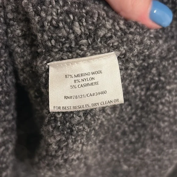 Eileen Fisher Merino Wool Cashmere Crew Gray Sweater Italian Yarn - Picture 5 of 6